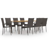 vidaXL Set mobilier de grădină, 9 piese, maro, poliratan 3072504