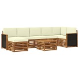 vidaXL Set de canapele de exterior cu pernă 7 pcs Natural și Crem 3384641