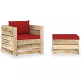 vidaXL Set mobilier grădină cu perne, 2 piese, lemn tratat verde 3074537