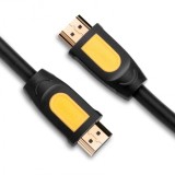 CABLU video Ugreen, &quot;HD101&quot; HDMI (T) la HDMI (T), rezolutie maxima 4K UHD (3840 x 2160) la 60 Hz, round cable, conectori auriti, 1.5m, galben + negru