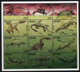 GUYANA 1996 - Dinozauri acvatici/ colita MNH, Stampilat