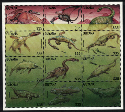 GUYANA 1996 - Dinozauri acvatici/ colita MNH foto