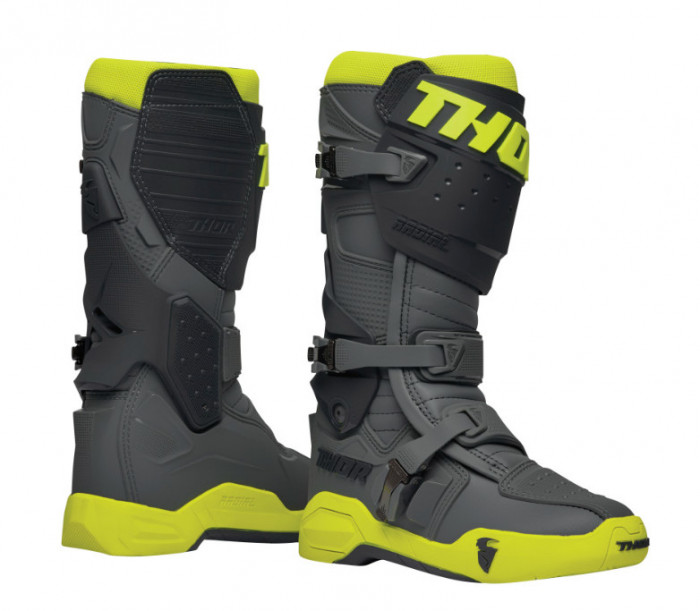 Cizme enduro motocross Thor Radial Gri Galben Fluo