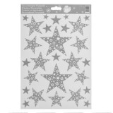 Autocolante Decorative Stele cu Glitter Argintiu pentru Decorațiuni de Crăciun, CMCLASS