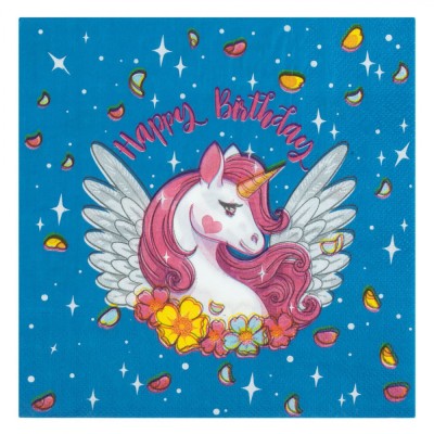 șervețele de Masă, Modele Unicorn, Set 20 Bucăți, Multicolor, Dimensiune 33x33cm, 2 Straturi foto