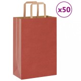 vidaXL Saci de h&acirc;rtie 50 buc cu m&acirc;nere roșii 21x11x31 cm