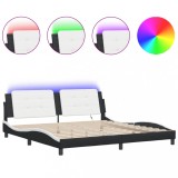 Cumpara ieftin Cadru de pat cu LED fara saltea Zadar negru/alb 200x200 cm