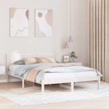 VidaXL Cadru de pat alb Alb Lemn masiv de pin 140 x 200 cm Cadru de pat