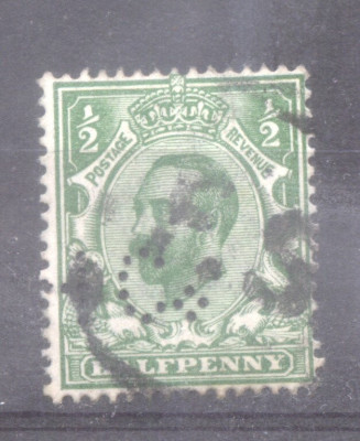 Great Britain 1911 King George V perfin Mi.121Ix K.15:14 used AM.398 foto