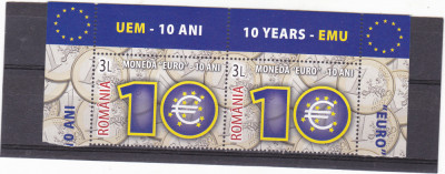 Romania 2009 , Lp 1825 , 10 Ani Moneda Euro ,SERIE IN PERECHE,MNH ** foto