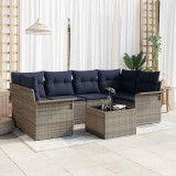 vidaXL Set de canapele pentru grădină 7 pcs Gri și bleumarin poliratan 3353934