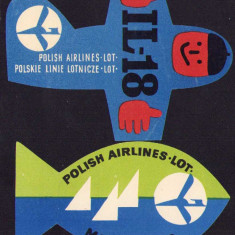 HST A187 Lot 2 etichete reclamă Polish Airlines LOT Polonia comunistă