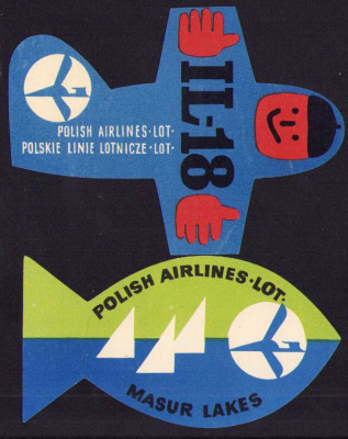 HST A187 Lot 2 etichete reclamă Polish Airlines LOT Polonia comunistă foto