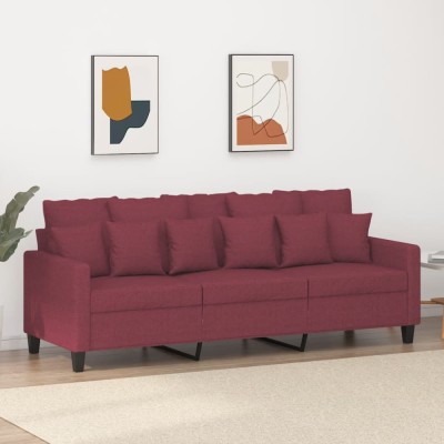 vidaXL Canapea cu 3 locuri, roșu vin, 180 cm, material textil 359281 foto