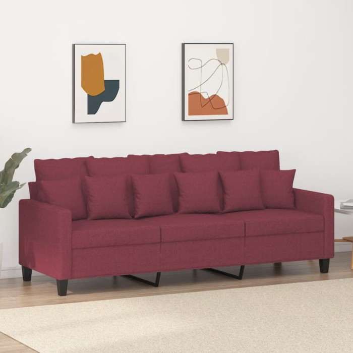 vidaXL Canapea cu 3 locuri, roșu vin, 180 cm, material textil 359281