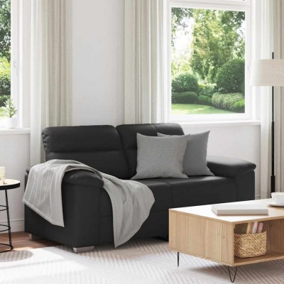 vidaXL Canapea cu 2 locuri, neagră, 120 cm, piele ecologică 4105337 foto