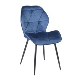 Scaun bucatarie / living fix Kordas tapitat, metal + textil, albastru + negru