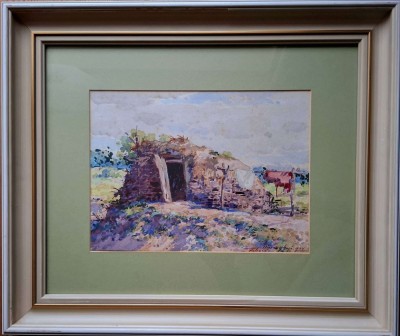L&amp;aacute;szl&amp;oacute; Di&amp;oacute;szeghy (1877-1942)-Bordeiul, acuarelă, datată 1924 (Cluj) foto