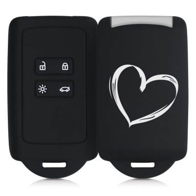 Husa Cheie Auto pentru Renault / Dacia - 4 Butoane - Keyless Go, Silicon, Negru, 49769.10 foto