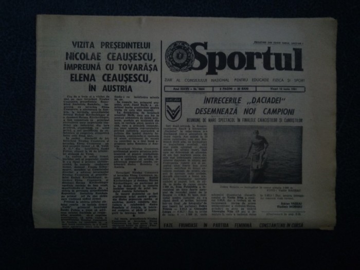ZIARUL SPORTUL 12 IUNIE 1981