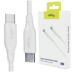 Cablu de date si incarcare Allity AUC-02 USB-C to USB-C 60W 1m Alb