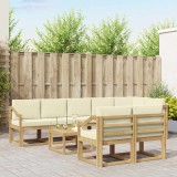 vidaXL Set de canapele de exterior 9 pcs Alb și crem Poliester 3387854