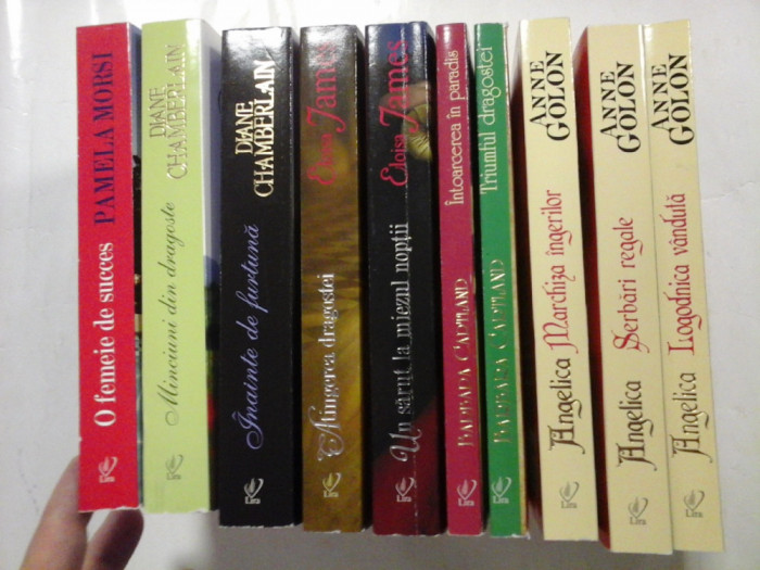 (10 ROMANE): 3 romane de ANNE GOLON + 2 romane de BARBARA CARTLAND + 2 romane ELOISA JAMES + 2 romane DIANE CHAMBERLAIN + 1 roman PAMELA M