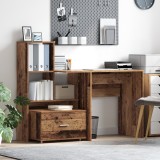 vidaXL Birou cu sertar cu raft Lemn vechi 131.5 x 50 x 106.5 cm Lemn compozit