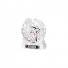 Ventilator LED portabil, cu baterie 18650 si cablu de incarcare-Culoare Alb