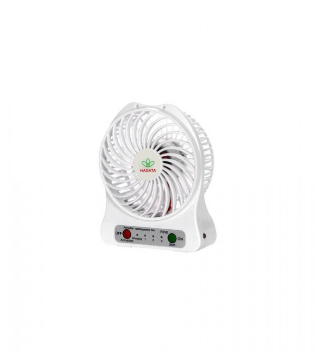 Ventilator LED portabil, cu baterie 18650 si cablu de incarcare-Culoare Alb