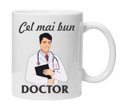 Cana alba personalizata &amp;quot;cel mai bun doctor&amp;quot;, INOVATIX&amp;reg;. 330ml foto