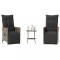 vidaXL Set bistro de grădină cu perne, 3 piese, gri, poliratan 365679