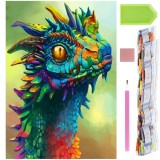 Set de broderie cu diamante 5D, 30x40cm, model Cap de dragon Household NewTrend