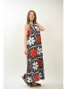 Rochie Maxi Splendor Geometric Floral, FashionLand, Talie Unica (S-L), Poliester/Elastan, Multicoloră, Lungă, Fără M&acirc;neci