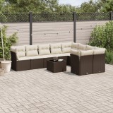 VidaXL Set canapele de grădină cu perne, 10 piese, maro, poliratan