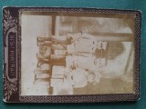 Fotografie Visit Portrait atelier , TREI COPII , anii 1900 ,dimensiuni 11cm x 6 cm .