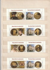 ROMANIA 2022 LP 2396 LP 2396 a MAREA UNIRE IN NUMISMATICA SERIE CU VINIETA 1 + BLOC DE 4 TIMBRE MNH NESTAMPILATE