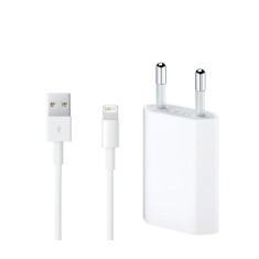 Incarcator retea USB pentru Apple iPhone 5/5s/6/6s/6+/6s+/7/7+/8/8+/X/Xs/Xs Max/XR cu cablu lightning,1m, Alb