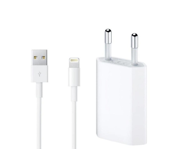 Incarcator retea USB pentru Apple iPhone 5/5s/6/6s/6+/6s+/7/7+/8/8+/X/Xs/Xs Max/XR cu cablu lightning,1m, Alb