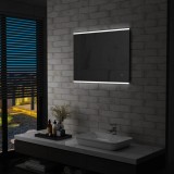 Oglinda LED Baie Perete vidaXL 80 x 60 cm Argintie cu Senzor Tactil IP44