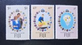 Fiji 1981 Nunta Regală Prințul Charles și Prințesa Diana Set Complet 3 Timbre MNH Neștampilat - A183
