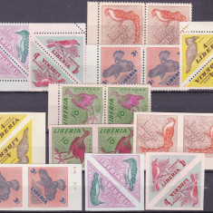Liberia 1953 fauna pasari MI 450-55 A+B perechi MNH