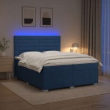 Cumpara ieftin Pat cu arcuri LED si saltea albastru 200 x 200 cm Tesatura