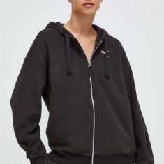 Puma bluza femei, culoarea negru, cu glugă, neted