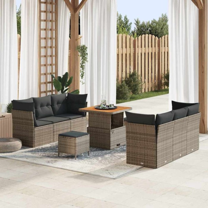 vidaXL Set de canapele pentru grădină Manual 9 pcs Gri 80 x 80 x 71 cm 3363388