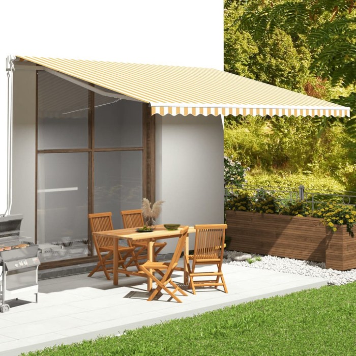 P&acirc;nză de rezervă copertină, galben și alb, 5x3,5 m