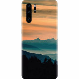 Husa silicon pentru Huawei P30 Pro, Blue Mountains Orange Clouds Sunset Landscape