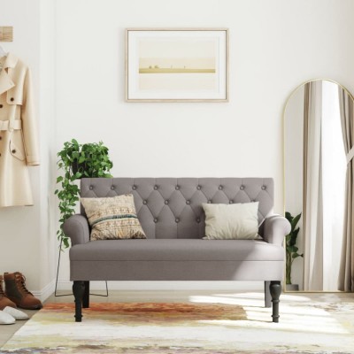 vidaXL Bancă cu spătar, gri taupe, 120x62x75,5 cm, textil foto