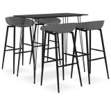 Cumpara ieftin Set mobilier de bar, 5 piese, negru si gri