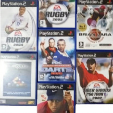 Joc PS2 Rugby 2004 + Rugby 2005 + Cricket + PDC Darts + International Cue Club + Tiger Woods PGA Tour 2002 + 2004